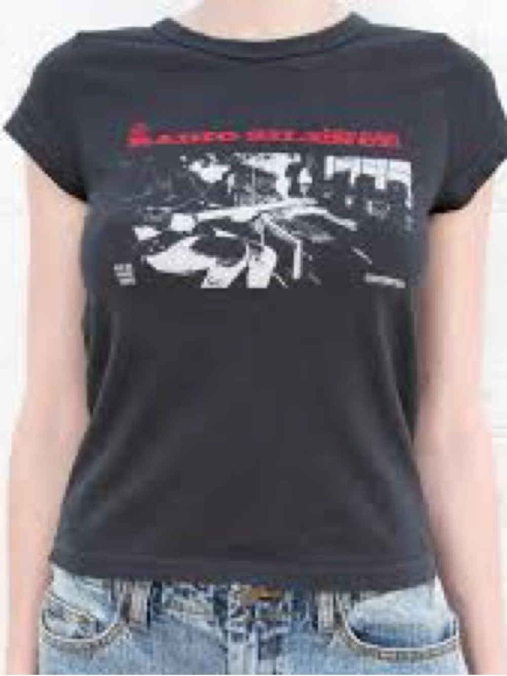 John Galt Black Graphic Crewneck Tee - Women